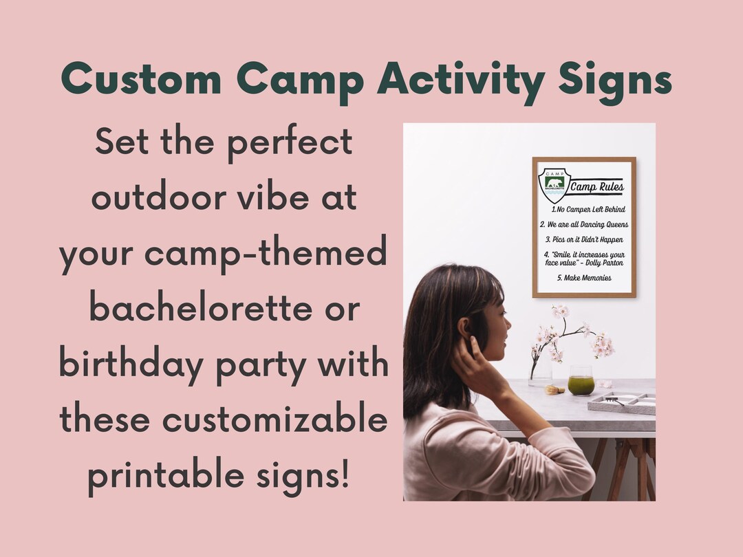 Customizable Camp-themed Sign Decorations | Personalized Printable Camp ...