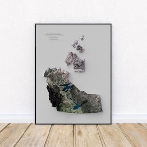Elevation map of Northwest Territories – Natural Earth Color Topographic Map Print | Canada Wall Decor | Canada Artic Poster Art