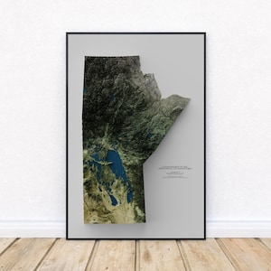 Elevation map of Manitoba – Natural Earth Color Topographic Map Print | Canada Wall Decor | Prairie Provinces Poster Art