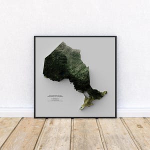 Elevation map of Ontario – Natural Earth Color Topographic Map Print | Canada Wall Decor | Canadian Provinces Poster Art