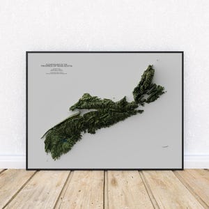 Elevation map of Nova Scotia – Natural Earth Color Topographic Map Print | Canada Wall Decor | Atlantic Provinces Poster Art