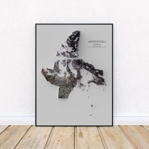 Elevation map of Nunavut – Natural Earth Color Topographic Map Print | Canada Wall Decor | Canada Artic Poster Art