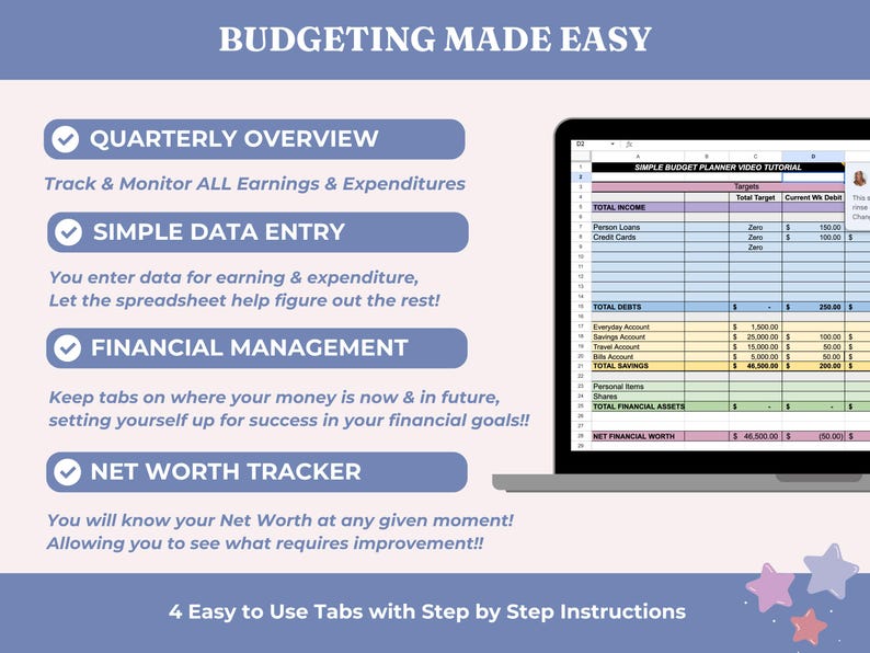 Target Budget Budget Planner for Google Sheets, Monthly Budget Spreadsheet, Paycheck ...