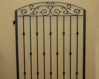 Ornamental Iron Garden Fence Gate Large 4 x 5 Powder Coated Steel Decorative Scroll Cast Collars