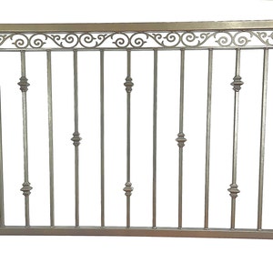 Metal Deck Railing Panel Fence Section Ornamental Iron Powdercoated Steel Scroll and Collars