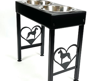 Great Dane Dog Feeder Elevated Raised Metal Art Floor Stand Single, Double or Triple Bowls