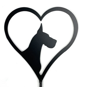 Great Dane Gift Pawprints On Heart Ornament Metal Art Yard Stake Dog Memorial