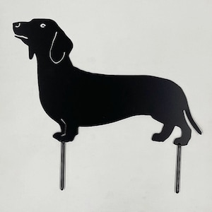 Dachshund Metal Art Yard Stake Weiner Dog Decor Doxie Silhouette Black Powdercoated Steel Pet Lovers Gift