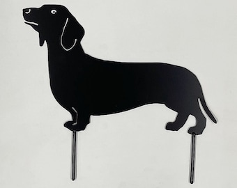 Dachshund Metal Art Yard Stake Weiner Dog Decor Doxie Silhouette Black Powdercoated Steel Pet Lovers Gift