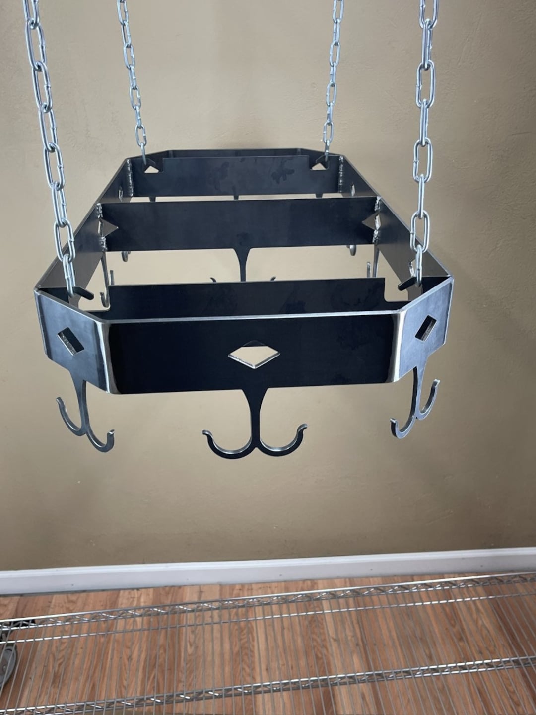 Hanging Pot Rackceiling Mount Kitchen Storageheavy Steel Pan