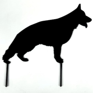 German Shepherd Dog Silhouette Metal Art Yard Stake Black Powder Coated