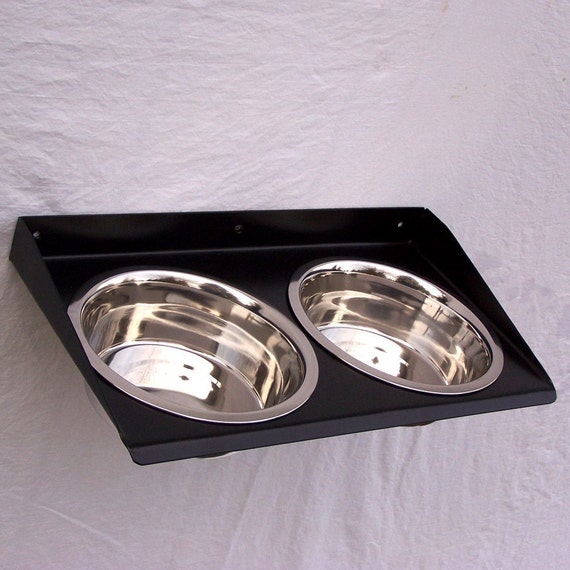 Raised Dog Feeder Elevated Wall Mount Medium Etsy