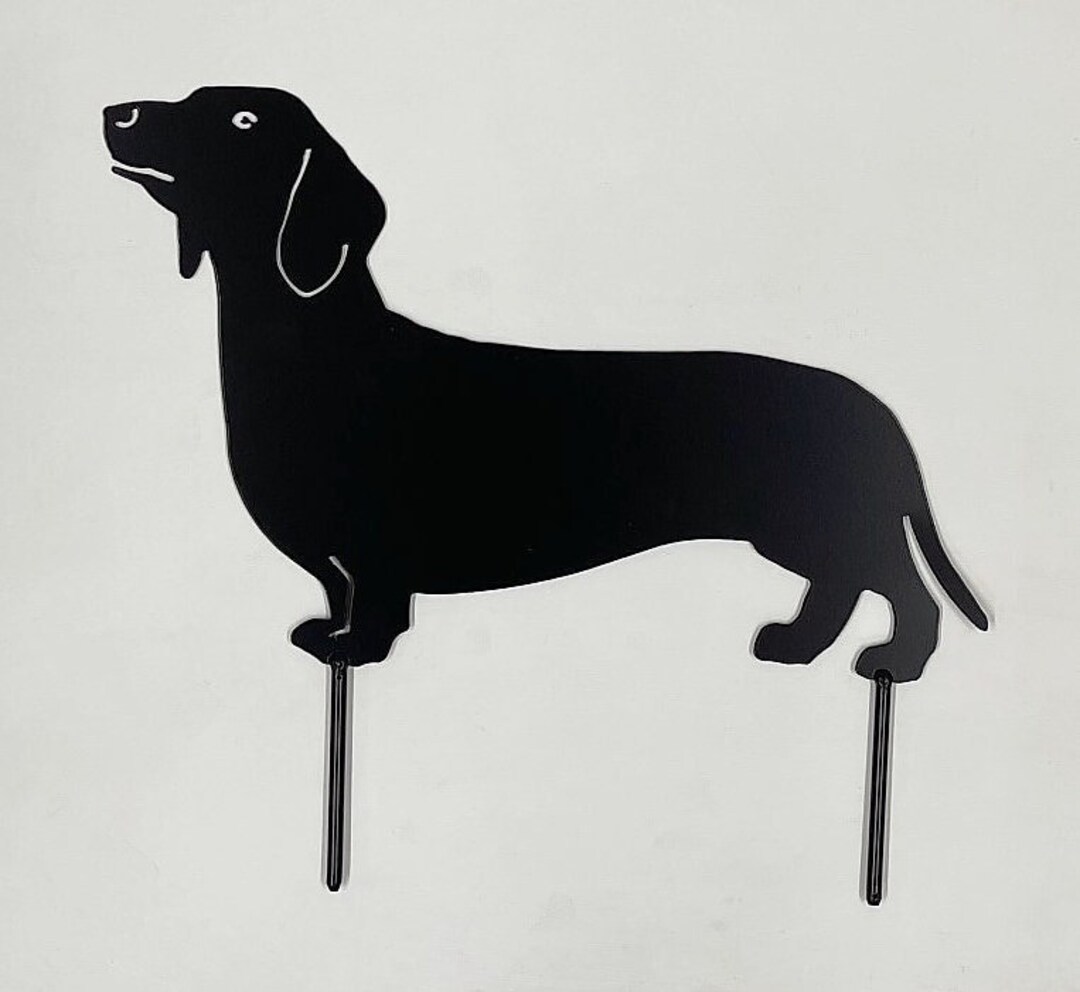 Dachshund Metal Art Yard Stake Weiner Dog Decor Doxie Silhouette Black