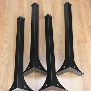 Industrial steel metal table legs powder coated dining table legs with gussets bild 3