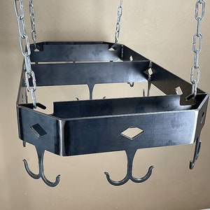 Pot Rack Chain Hanging Pot Rack-ceiling Mount Kitchen Storage-heavy Steel Pan ...
