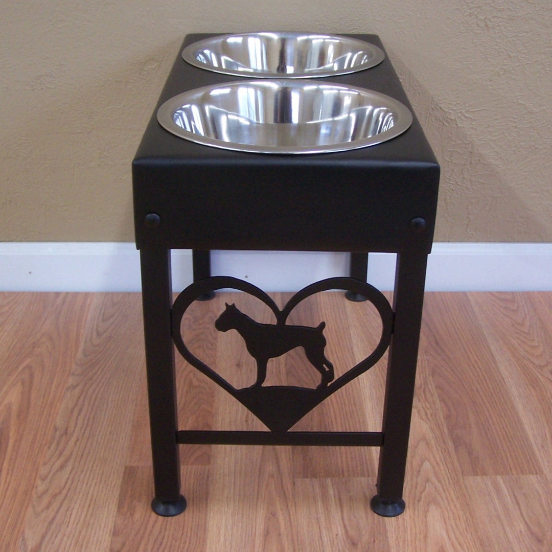 Elevated Dog Feeder Stand for Boxer Powder Coated Steel Raised Double Stainless Bowls Etsy UK