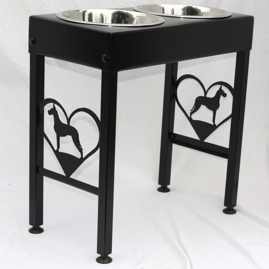 Great Dane Dog Feeder Elevated Raised Metal Art Floor Stand Etsy