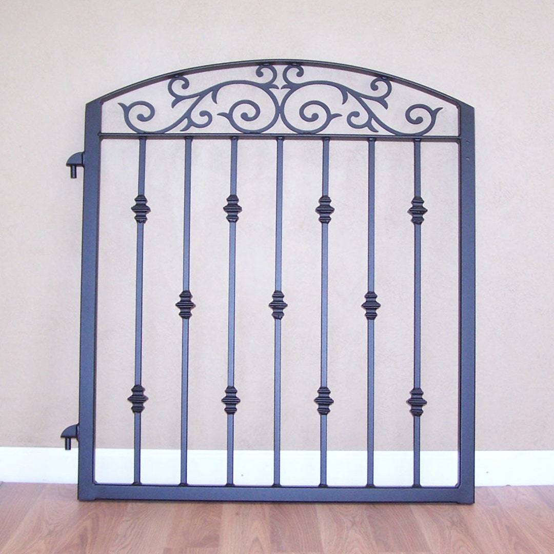 Ornamental Iron Garden Gate Metal Scroll Work Cast Iron Collars Etsy