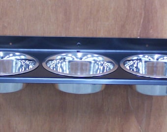 3 Bowl Triple Dish Wall Mount Metal Dog Feeder
