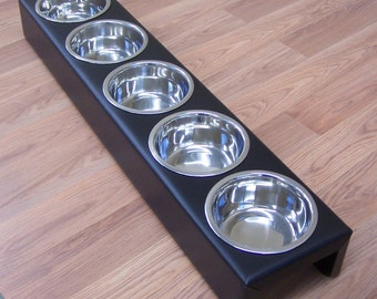 Puppy Litter Feeder Large Breed Dog 3,4 or 5 Bowls Powdercoated Steel