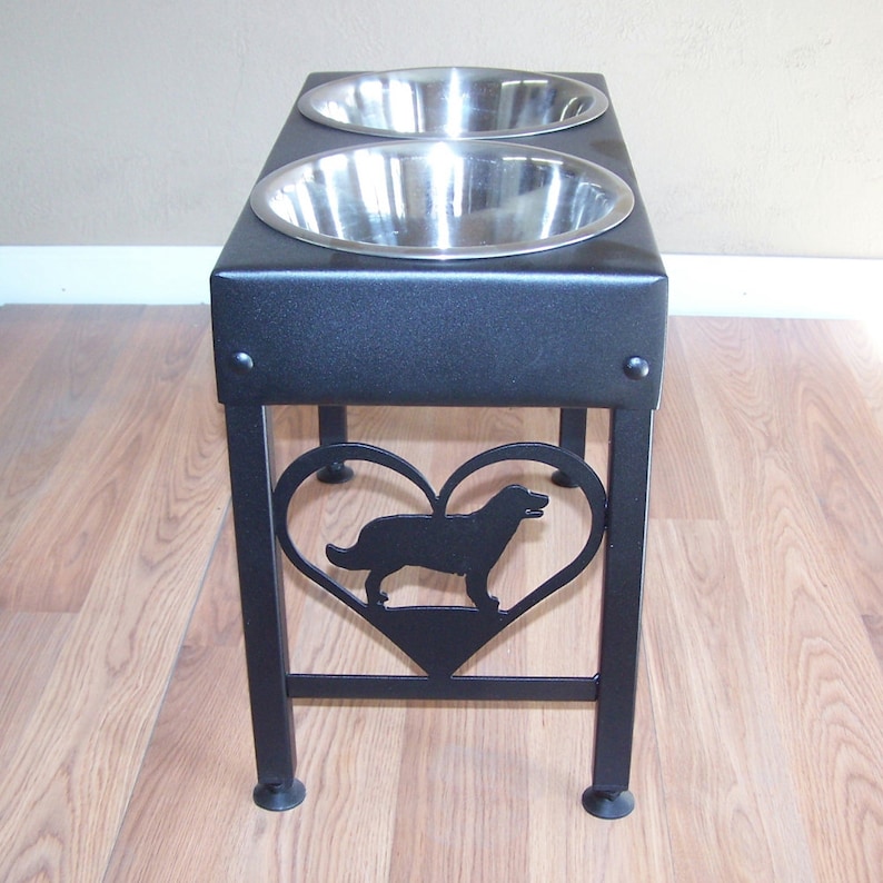 Golden Retriever Raised Dog Bowls Powder Coated Steel Elevated Etsy