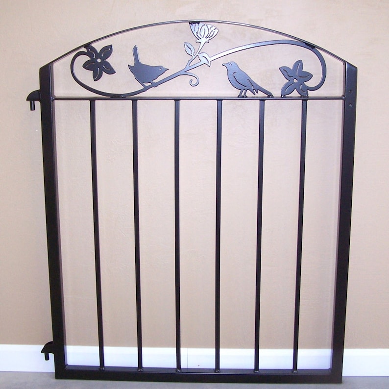 Metal Art Iron Garden Gate with Birds and Flowers image 3