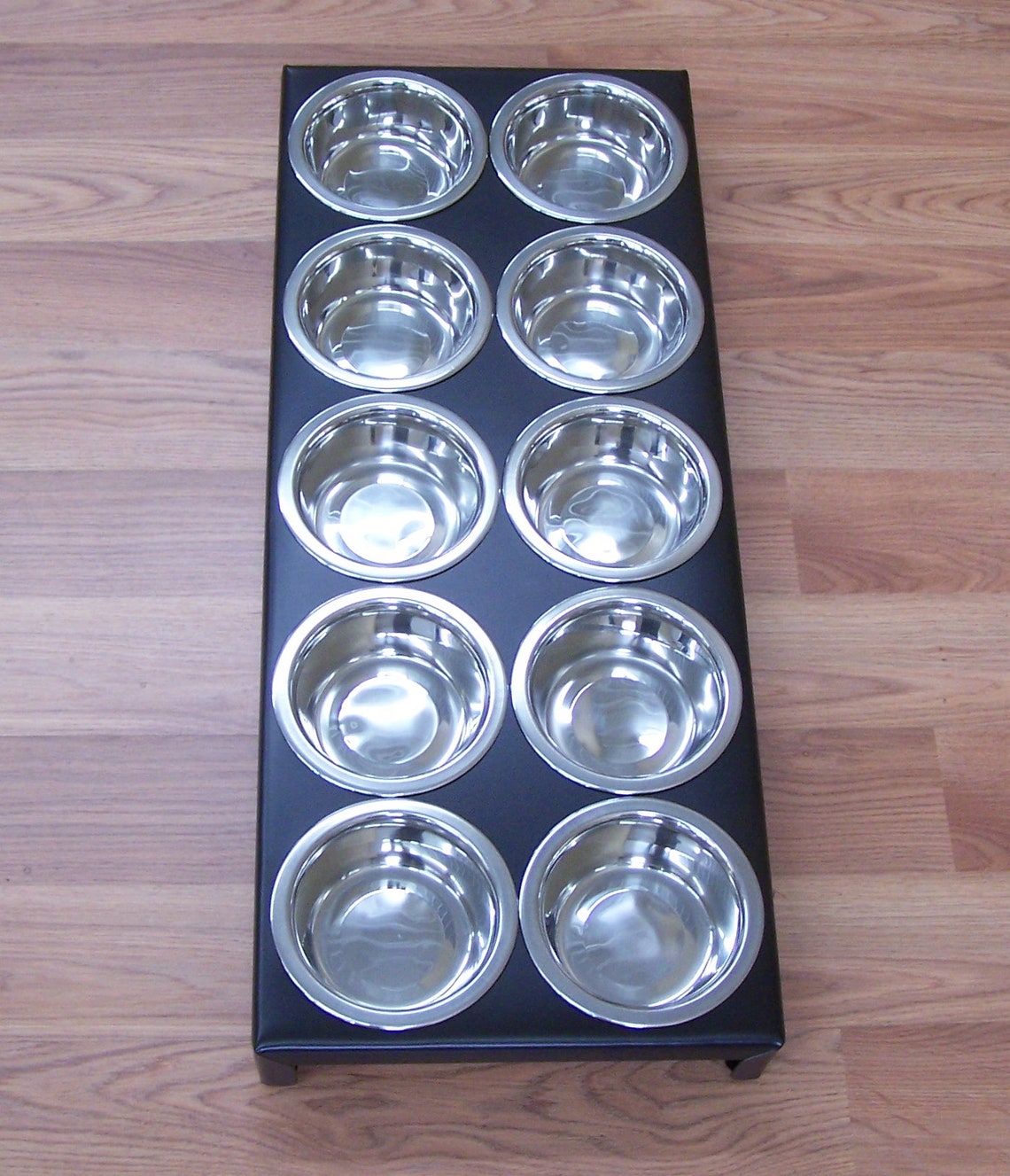 10 Bowl Puppy Litter Feeder Powdercoated Steel Feeding Station Etsy