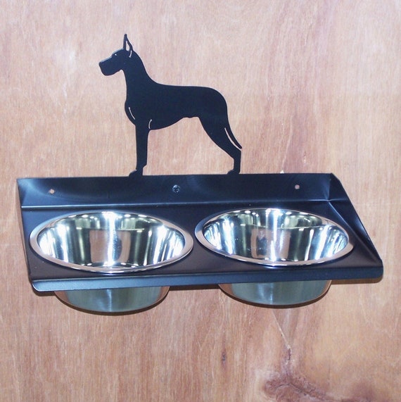 Great Dane Raised Dog Bowls Wall Mounted Feeding Station All