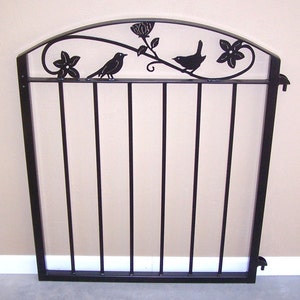 Metal Art Iron Garden Gate with Birds and Flowers image 2