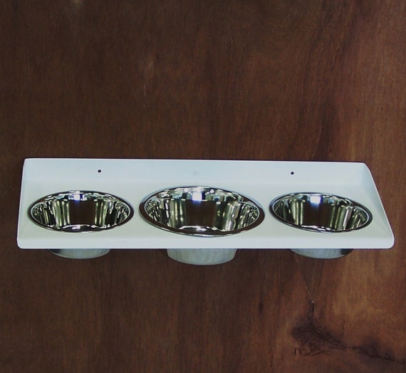 Wall Mount Dog Feeder Triple Bowl 2 And 3 Quart Large Breed Etsy