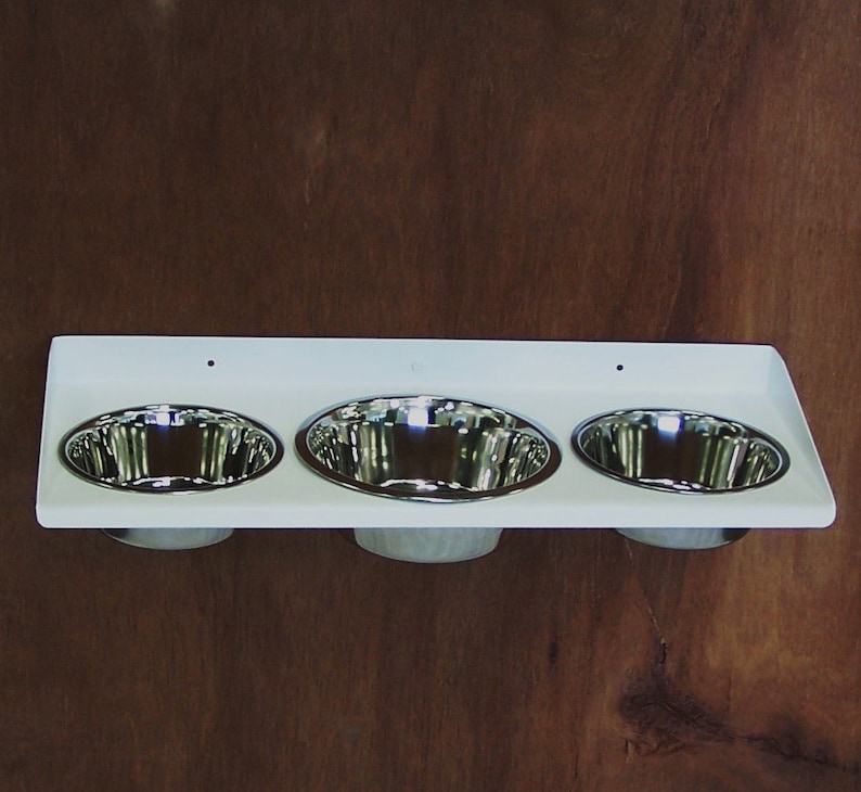 Wall Mount Dog Feeder Triple Bowl 2 And 3 Quart Large Breed Etsy