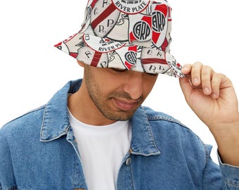 Bucket Hat - Piluso River Plate Carp, Argentine Soccer Team, Soccer Fan Accessory, Argentina Football Cap, Sports Team Hat