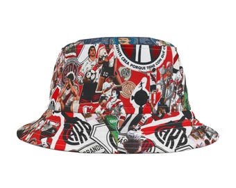 Bucket Hat - River Plate Futbol Argentino Fan Cap, Soccer Sports Beanie, Piluso Gorro, Argentina Football Team Headwear, Gift for Football