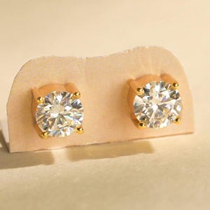925 Sterling Silver Moissanite Magnetic Earrings: 18K gold plant Clip-On, 4 claw unisex stud earrings, Hypoallergenic-christmas