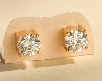 925 Sterling Silver Moissanite Magnetic Earrings: 18K gold plant Clip-On, 4 claw unisex stud earrings, Hypoallergenic-christmas