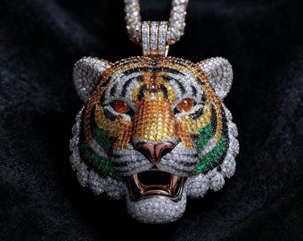 HIO HOP jewelry tiger pendant ICED out  for men   blingbling animal pendant