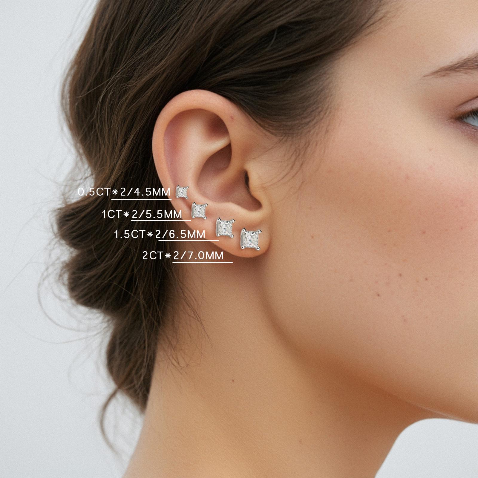 S925 シルバー 2CT モアッサナイト ディスクバック スタッドピアス 