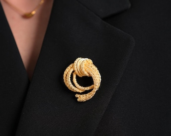 Christian Dior ブローチ ロープ ノット ゴールド 1970s Christian Dior Gold Plated Love Knot Rope With Clear Crystal
