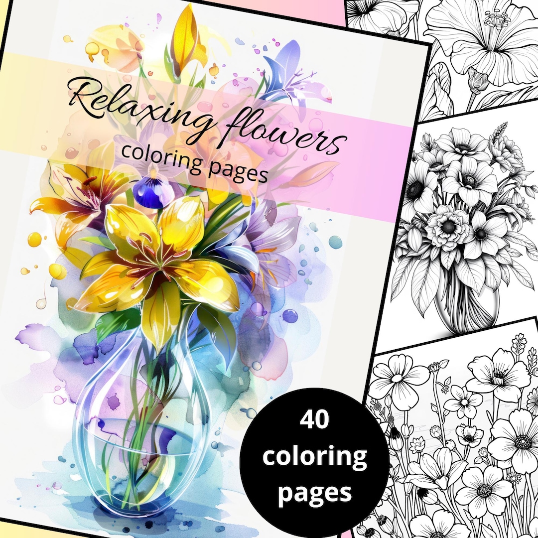 Relaxing Floral Coloring Pages for Adults: Printable Botanical Designs ...