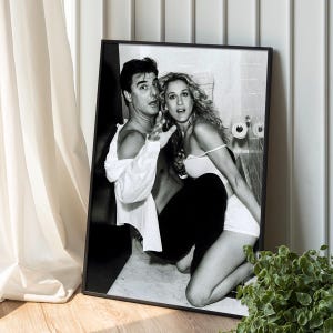 Póster de SATC en blanco y negro con descarga digital de Carrie y Mr. Big Impresión de SATC Impresión fotográfica con descarga instantánea