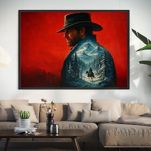 Arthur Cowboy Game Poster: Wild West Framed Canvas Art