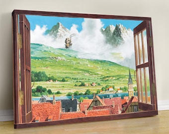 Moving Castle Anime Poster: Hayao Miyazaki Inspired Canvas Art