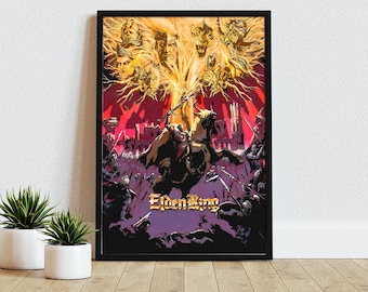 Elden Retro Game Poster, Fantasy Souls Poster, Game Room Decor, Elden Poster Print, Ring Poster, Geek Poster, Mancave Wall art, Vintage Game