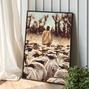 Jesus Leaves The 99, Parable of The Lost Sheep, Good Shepherd, Watercolor Painting, LDS Art, Digital Bible Wall Art, Digital Print Christian