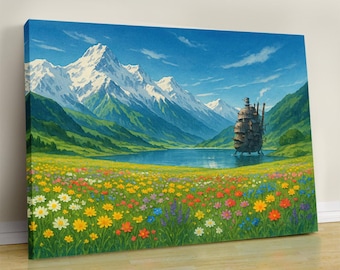 Moving Anime Castle Canvas Print: Ghibli Inspired Art Decor
