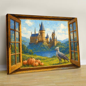 Harry School Kunst, Zauberer Schule Wohnkultur Wandkunst, Harry Weltkarte, Film Leinwand Druck, Magische Welt Wandkunst, Fan Geschenk, Harry Leinwand
