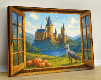 Harry School Art, Wizard School Home Decor Wall Art, Harry World Map, Movie Canvas Print, Magical World Wall Art, Fan Gift, Harry Canvas