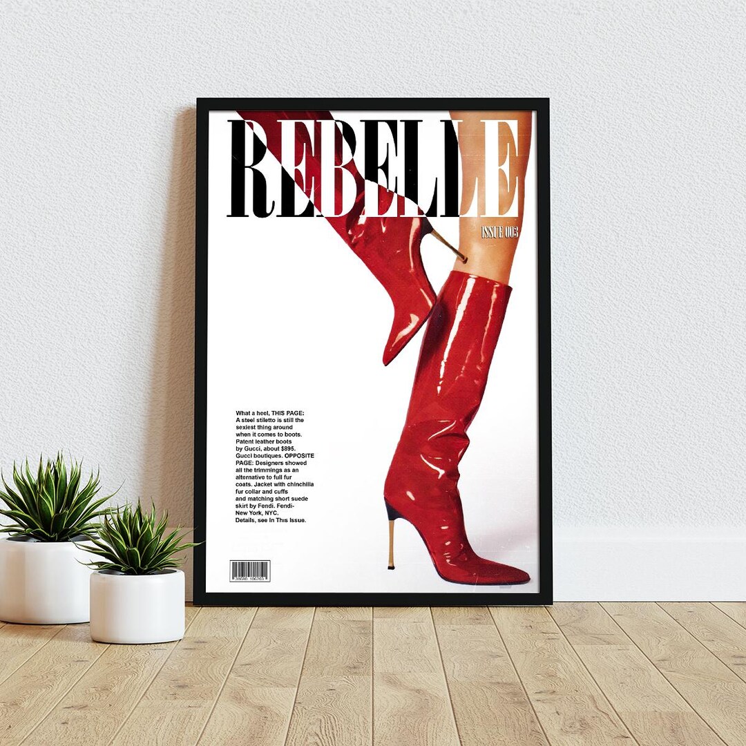 Capa De Revista De Moda Vintage Botas Vermelhas Etsy Portugal Capa De Revista De Moda Vintage Botas Vermelhas Etsy Portugal