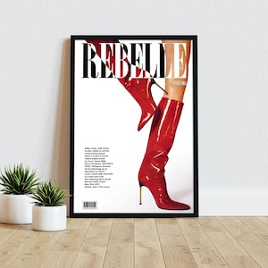 Vintage Fashion Magazine Cover Art Print: Red Boots