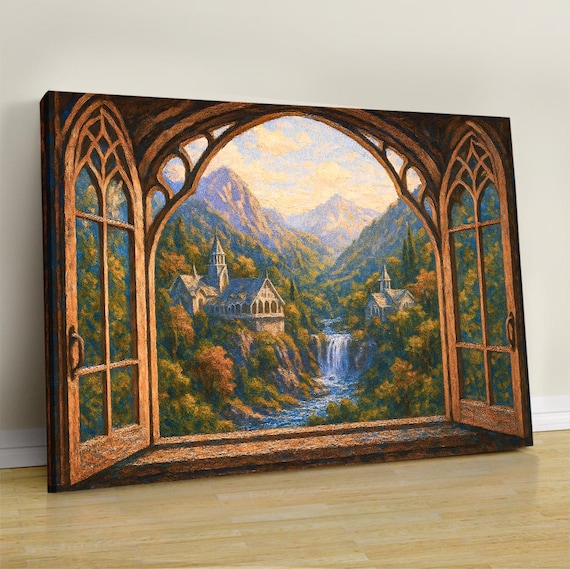 Tableau Toile Le Seigneur Des Anneaux - Paysage De Rivendell - Impression Artistique Encadrée - Neuf